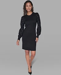 Karl Lagerfeld Paris Women's Embellished Crew Neck Sweater Dress