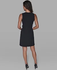 Karl Lagerfeld Paris Women's Bow Detail Crew Neck Sheath Dress