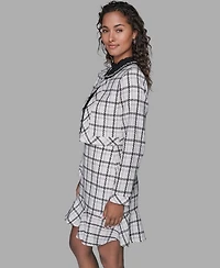 Karl Lagerfeld Paris Metallic Glen Plaid Tweed Jacket