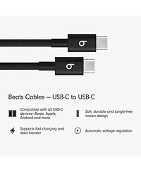 Beats Usb-c to Usb-c Woven Cable 2 Pack Fast Charging Durable/Tangle-Free Compatible Charger for Apple & Android Devices (1.5 m, 5 ft) - Bolt Black