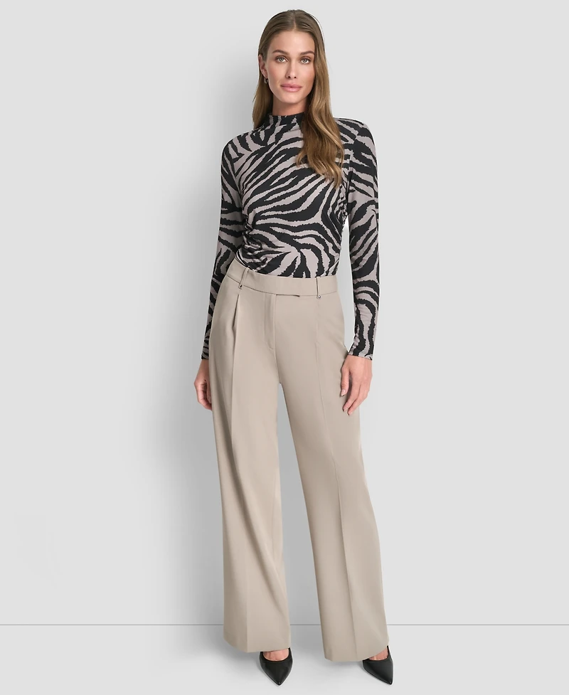Dkny Women's Pintuck Wide Leg Mid Rise Trousers