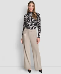 Dkny Women's Pintuck Wide Leg Mid Rise Trousers