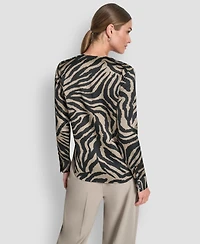 Dkny Women's V-Neck Piping Blouse