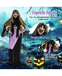 Lighted and Animated Halloween Decoration 63” Outdoor Animatronic Halloween Vampire w/ Led Vocally Triggered Sound & Motion Effect