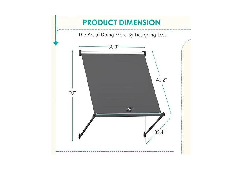 Aecojoy Retractable Awning, 30"x40" Manual Outdoor Awnings for Door Entrance, Sun Shade Canopy