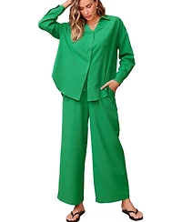 Cupshe Women's Solid Button Down Matching Set