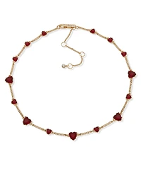 Karl Lagerfeld Paris Red Stone Heart Collar Necklace