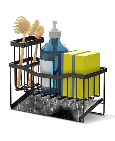 Cheer Collection Stainless Steel Sink Caddy – Sponge and Brush Holder with Self-Draining Tray