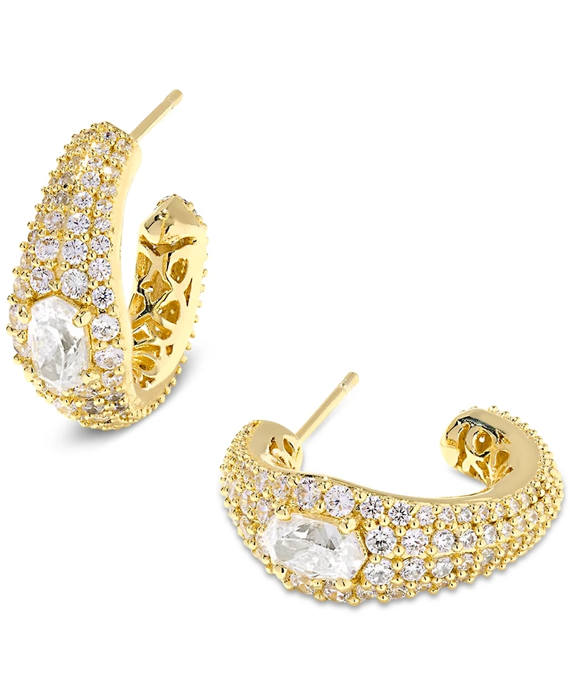 Kendra Scott Cubic Zirconia 14K Gold Plated Over Brass Bella Hoop Earrings