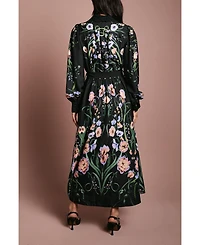 Coast Women's Print Shirt Dress With Lace Trims