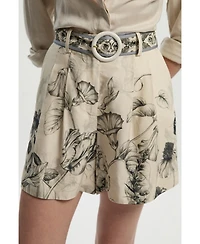 Karen Millen Women's Placed Print Short With Belt