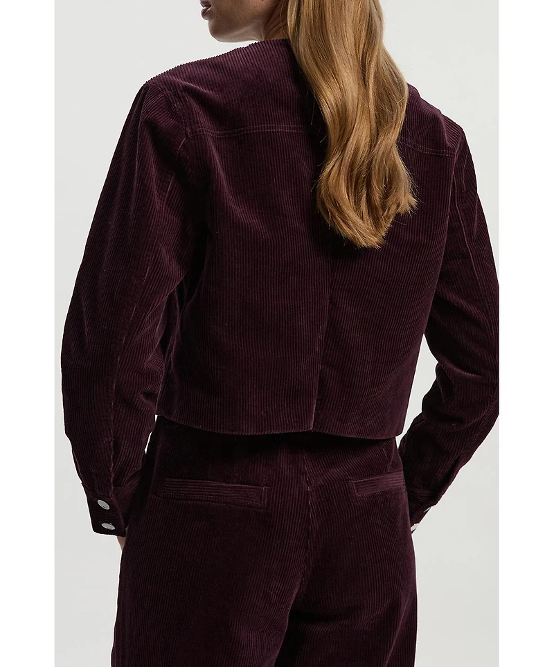 Karen Millen Women's Cord Collarless Tailored Jacket