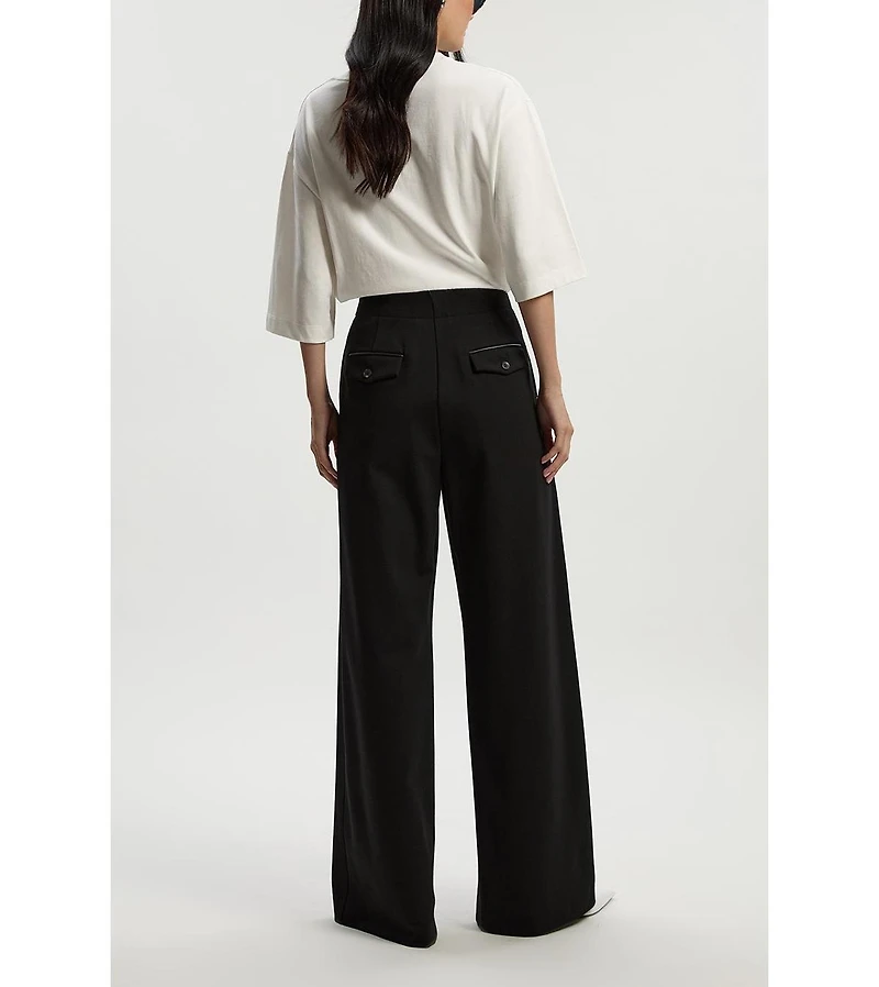 Karen Millen Women's Ponte Pu Wide Leg Pants
