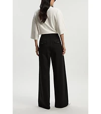 Karen Millen Women's Ponte Pu Wide Leg Pants