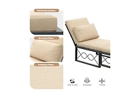 Aecojoy Outdoor Metal Chaise Lounge Chair, Convertible Patio Armchair with Cushions, Adjustable 5-Position Recliner