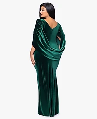 B&A By Betsy and Adam Plus Boat Neck Long Drape Back Dress