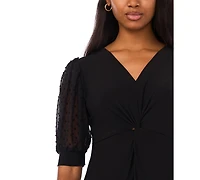 Msk Women's V-Neck Twist Front Midi Dress