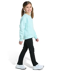 adidas Toddler and Little Girls 2-Piece Crewneck Fleece Pull-On Sweatshirt Ribbed Flare Pant Set