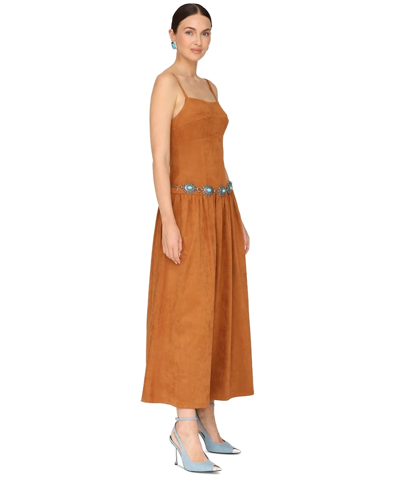 Avec Les Filles Women's Drop Waist Sweetheart Neck Maxi Dress