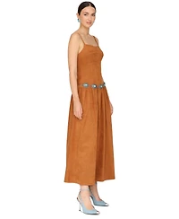 Avec Les Filles Women's Drop Waist Sweetheart Neck Maxi Dress