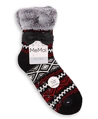 MeMoi Women's Aztec Fair Isle Plush Cabin Socks