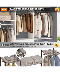 Aheaplus 5FT Small Closet Organizer System with 3 Fabric Drawers, 60" Shelving Towers