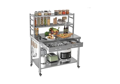 Aecojoy Stainless Steel Table with Shelves and Drawer 48"x24" Prep Table for Commercial Kitchen