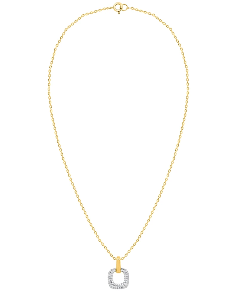 Macy's White Diamond Pendant Necklace (1/4 ct. t.w.) in 14K Gold Plating with Sterling Silver