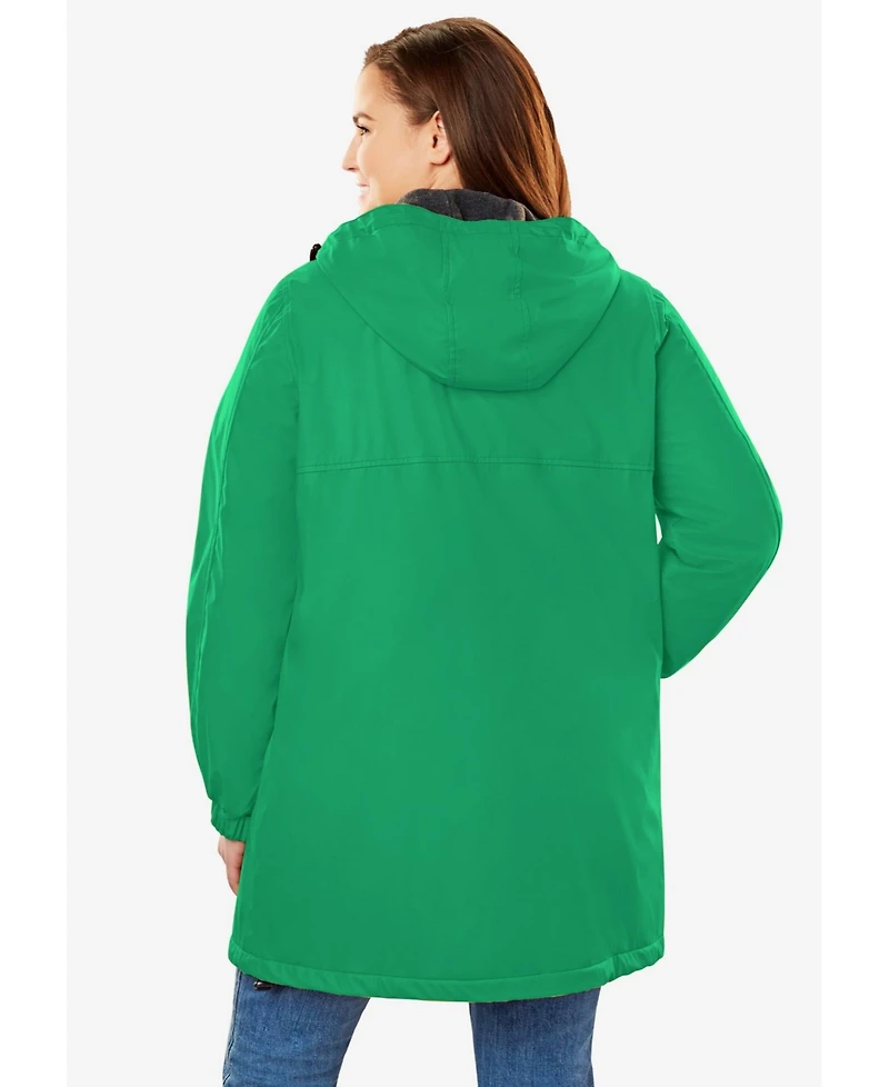 Woman Within Women's Plus Hooded Slicker Raincoat