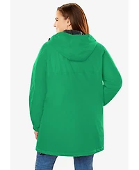 Woman Within Women's Plus Hooded Slicker Raincoat