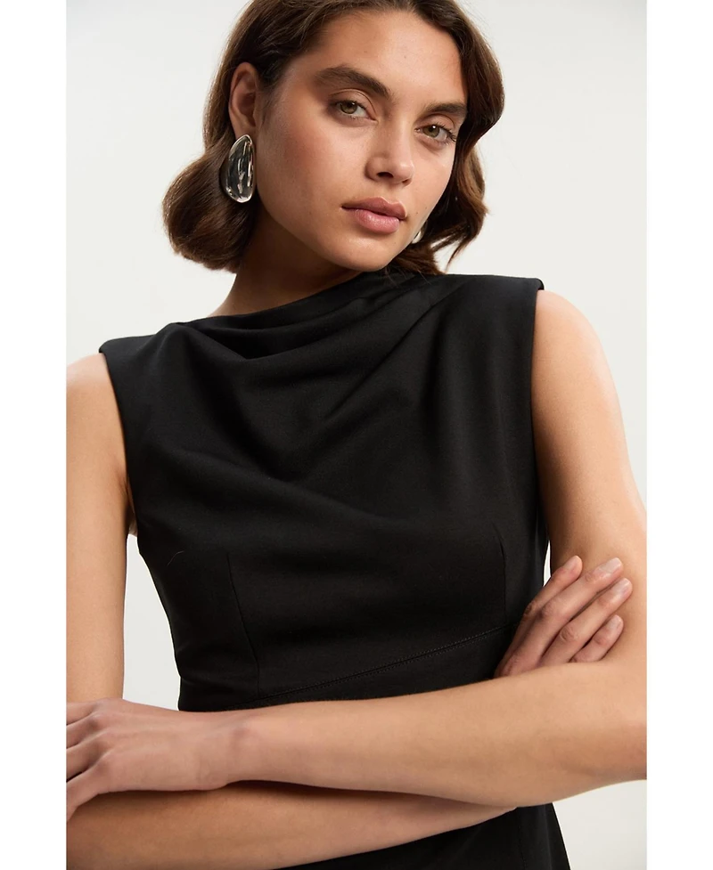 Karen Millen Women's Ponte Asymmetric Midi Dress