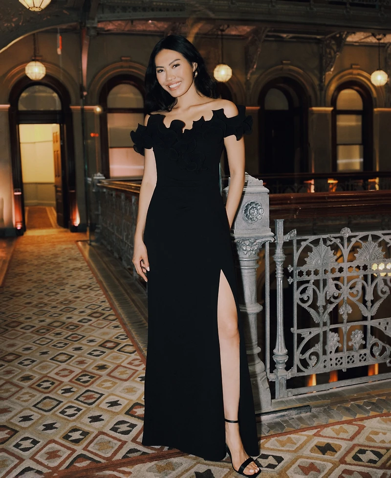 Xscape Petite Ruffled Sweetheart-Neck Fit & Flare Gown