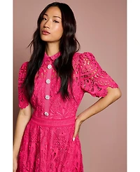 Coast Women's Short Sleeve Collared Lace Midi Dress