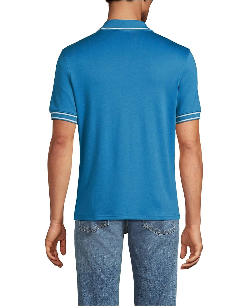 Lands' End Men's Short Sleeve Tipped Welt Pocket Supima Polo