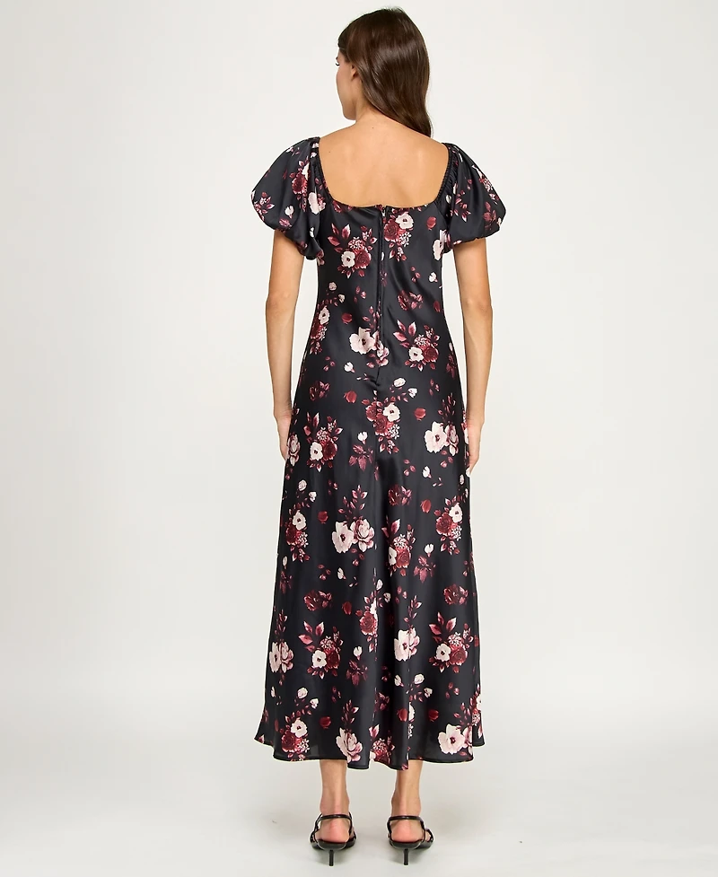 Row A Women's Short Bubble Sleeves Dress