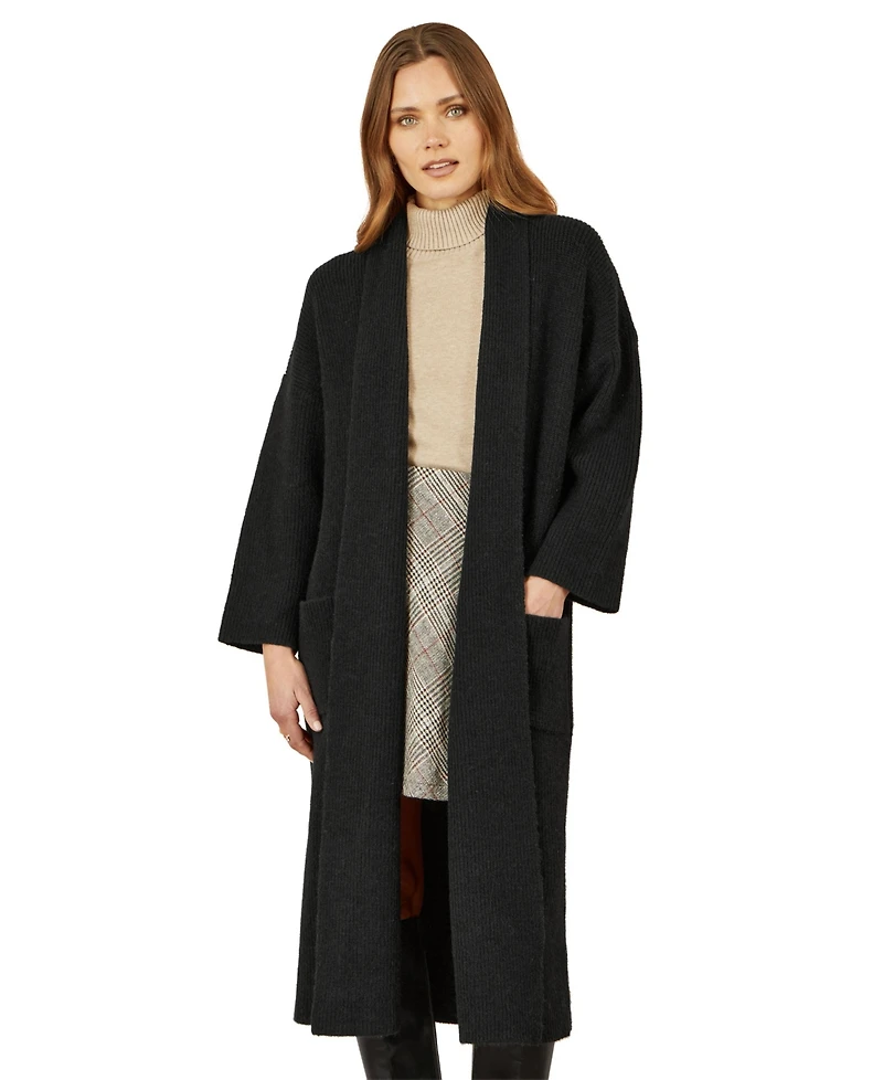 Yumi Women's Knitted Maxi Cardigan With Pockets