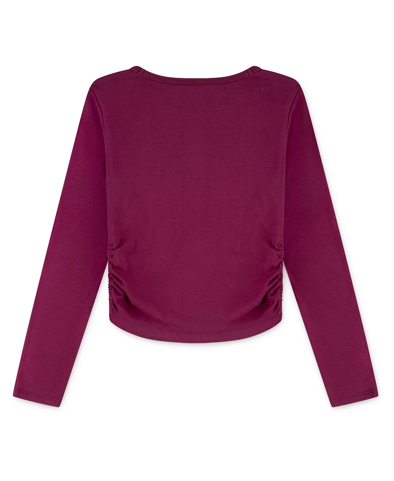 abercrombie kids Girls Metallic Hearts Ruched Long-Sleeve Top