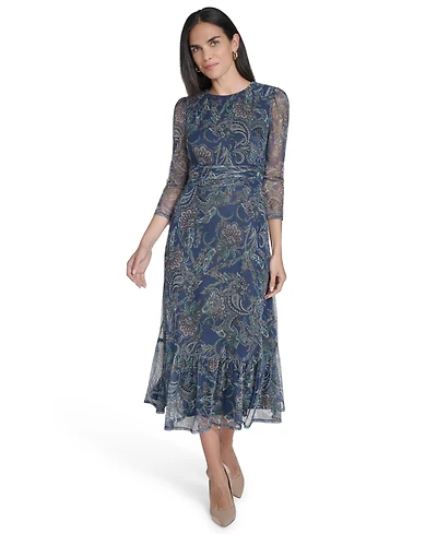 Jessica Howard Women's Puff Sleeves Ruched Dress