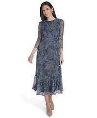 Jessica Howard Women's Puff Sleeves Ruched Dress