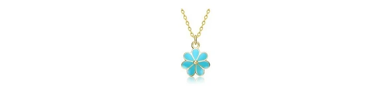 GiGiGirl 14k Gold Plated Colored Enamel Daisy Flower Drop Charm Pendant