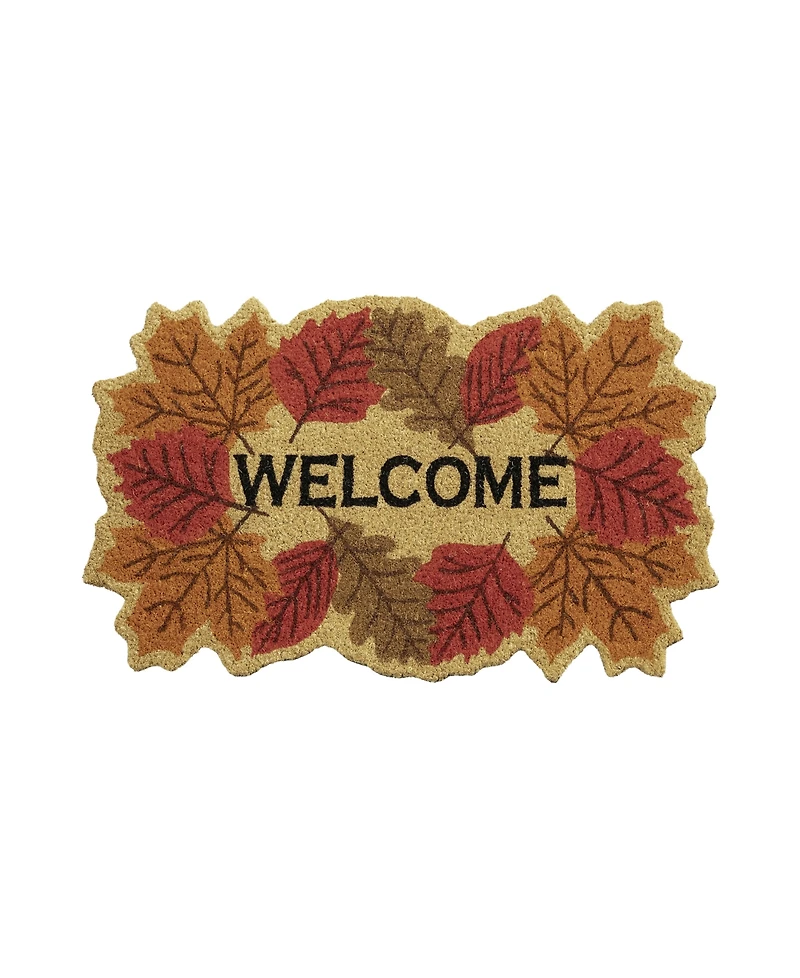 Vcny Home Welcome Leaf Outdoor Coir Doormat, 18" x 30"