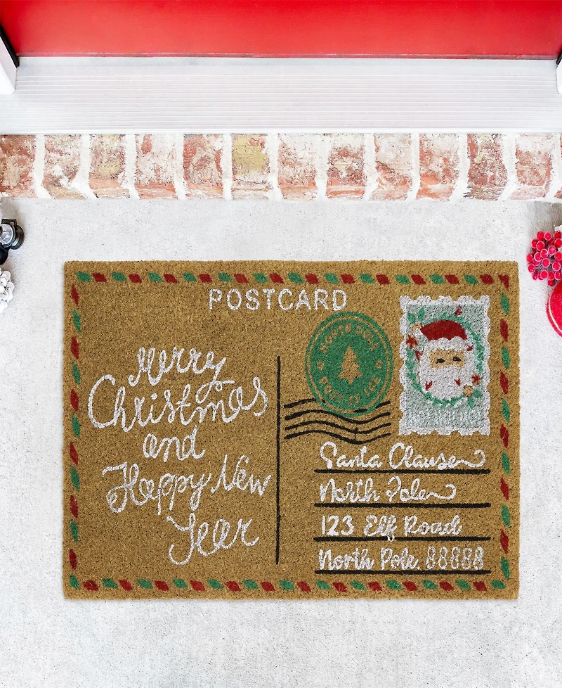 Vcny Home Holiday Postcard Outdoor Coir Doormat, 18" x 30"