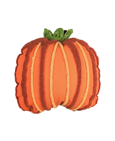 Botanical Pumpkin Shaped Hooked Accent Throw Pillow 18" x 18"