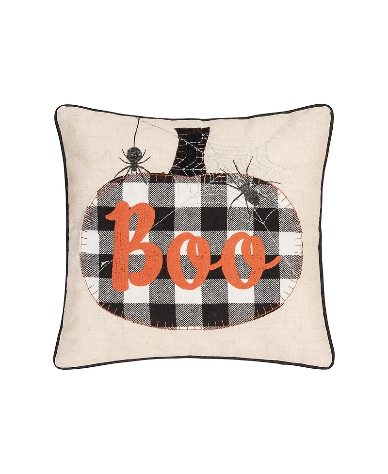 Franklin Black Boo Chain Stitch Halloween Throw Pillow, 18" x 18"