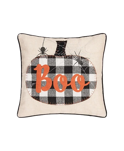 Franklin Black Boo Chain Stitch Halloween Throw Pillow, 18" x 18"