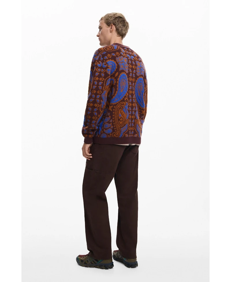 Desigual Men's Paisley cardigan sweater