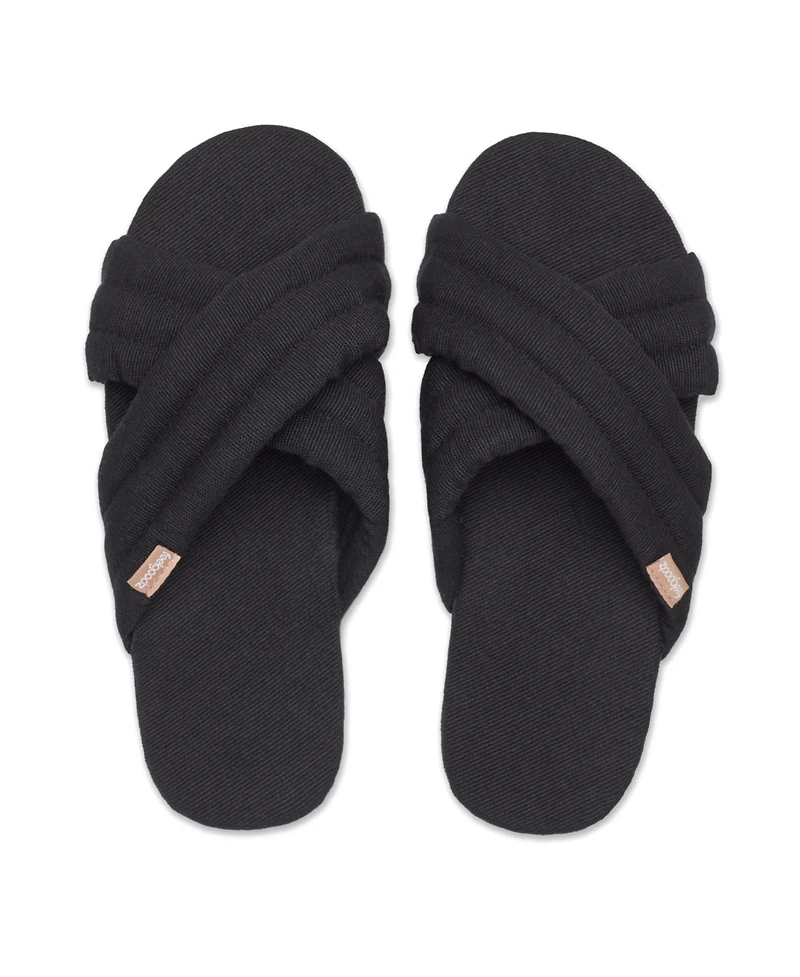 Feelgoodz Women's Slipper Artisan Quilted Cross Strap Indoor / Outdoor House Shoes