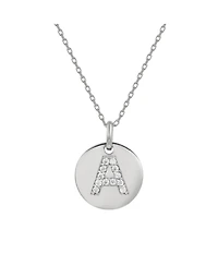 Suzy Levian Sterling Silver Cubic Zirconia Letter Initial Disc Pendant