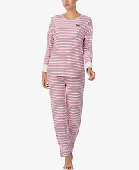 Ellen Tracy Women's Printed Round Neck Top and Pants Pajama Set