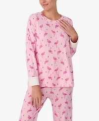 Ellen Tracy Women's Printed Round Neck Top and Pants Pajama Set